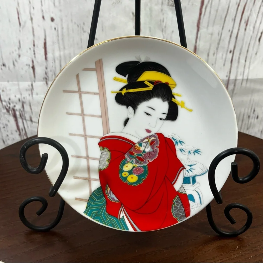 Norman Rockwell & Japanese Geisha Designs Decorative Collector Plates Vintage 80